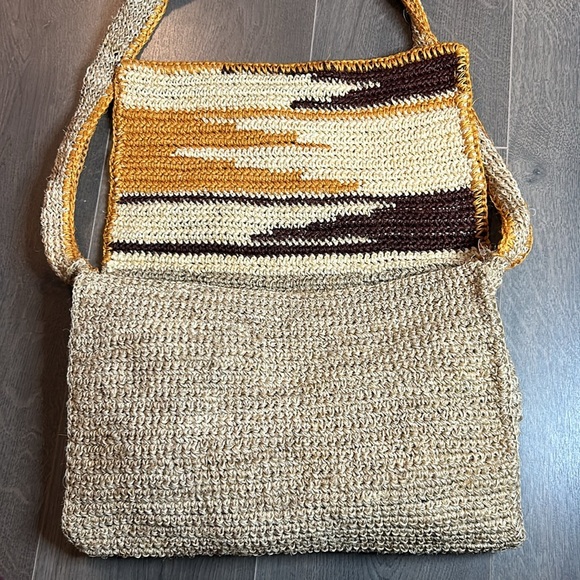 Artisan Multicoloured Neutral Crochet Messenger Cross Body Bag Women - Picture 6 of 16